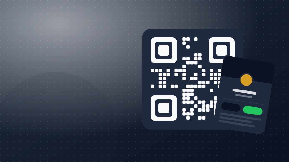 Illustration of a QR code beside a digital business card