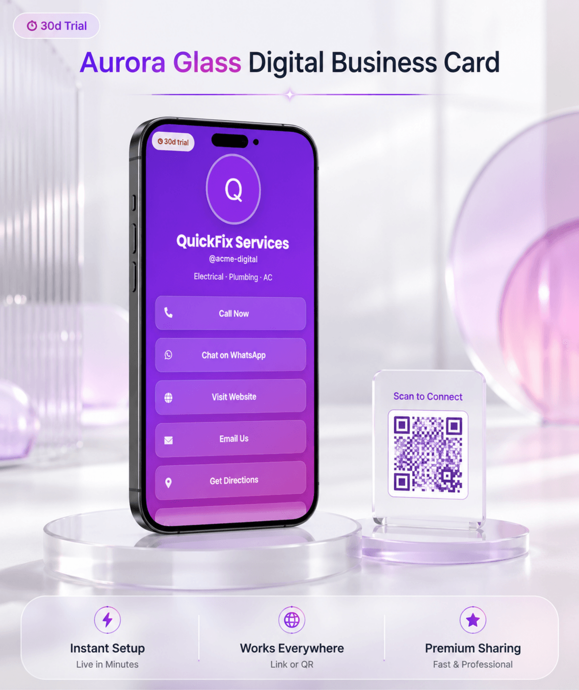 Aurora Glass (Bio) Digital Business Card digital business card — view 2 of 4 (thumbnail)