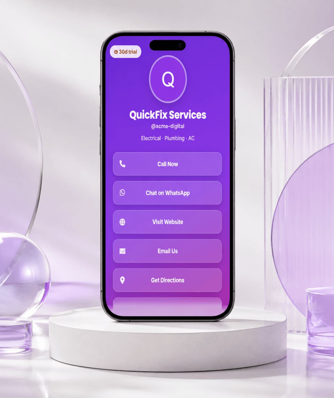 Aurora Glass (Bio) Digital Business Card — digital business card mockup 1