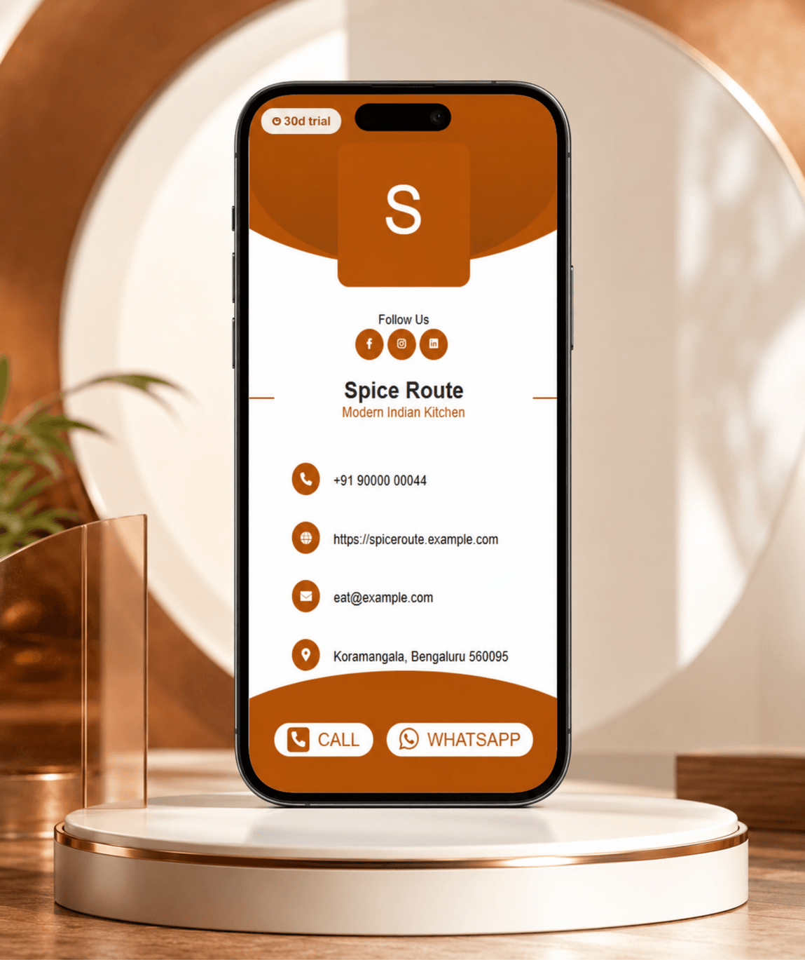 Bronze Digital Business Card — digital business card mockup 1
