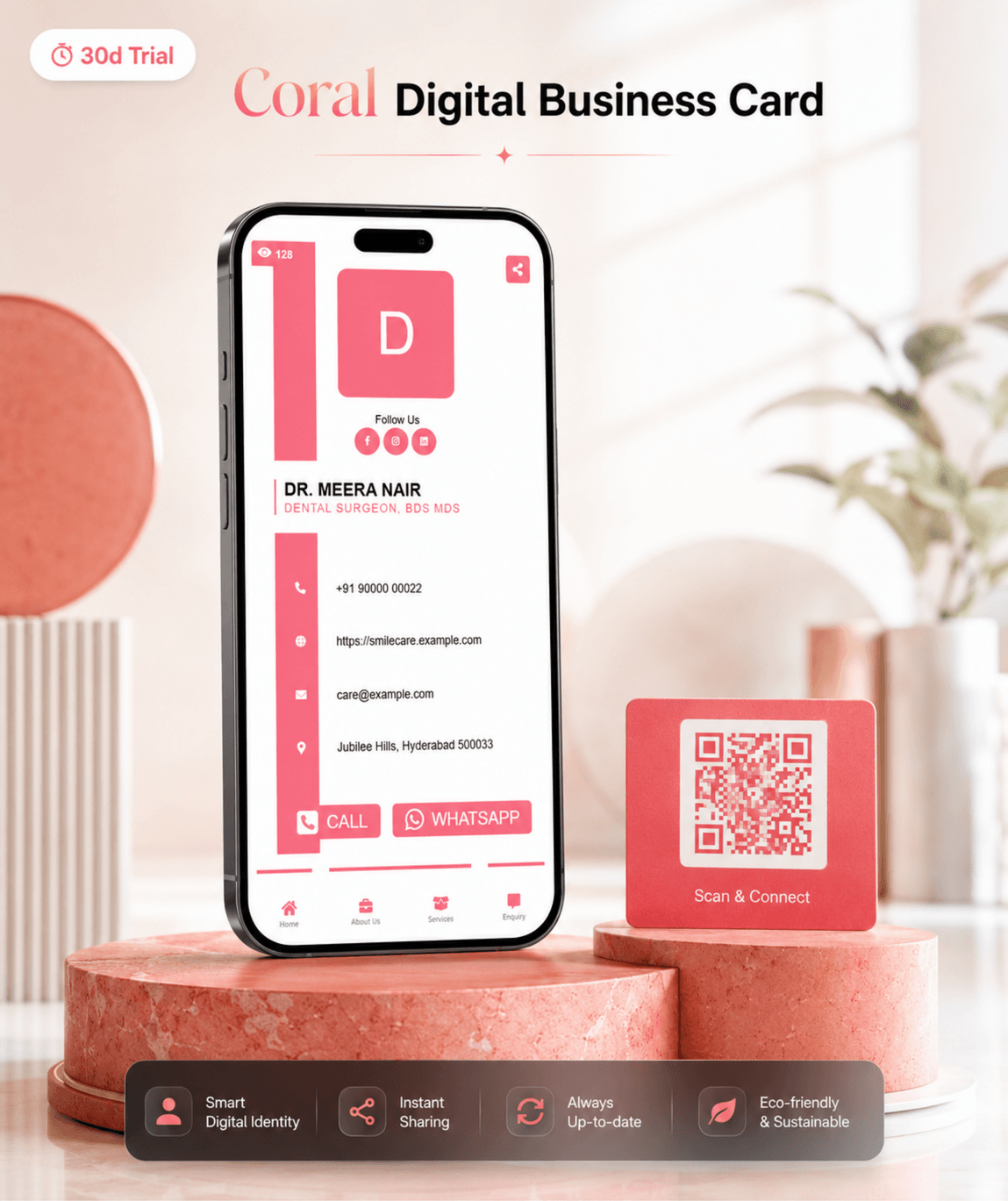 Coral Digital Business Card digital business card — view 2 of 4 (thumbnail)