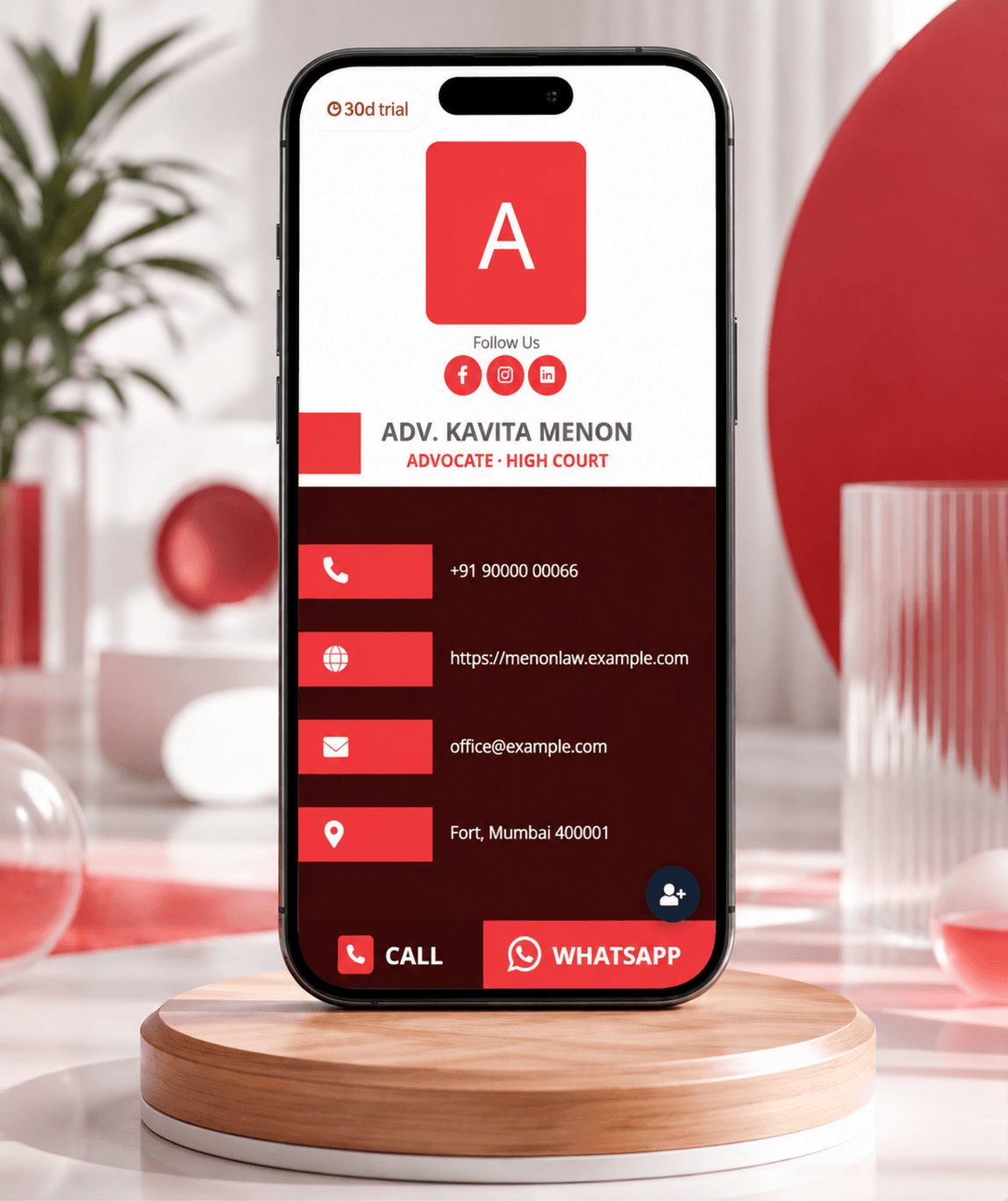 Crimson Digital Business Card — digital business card