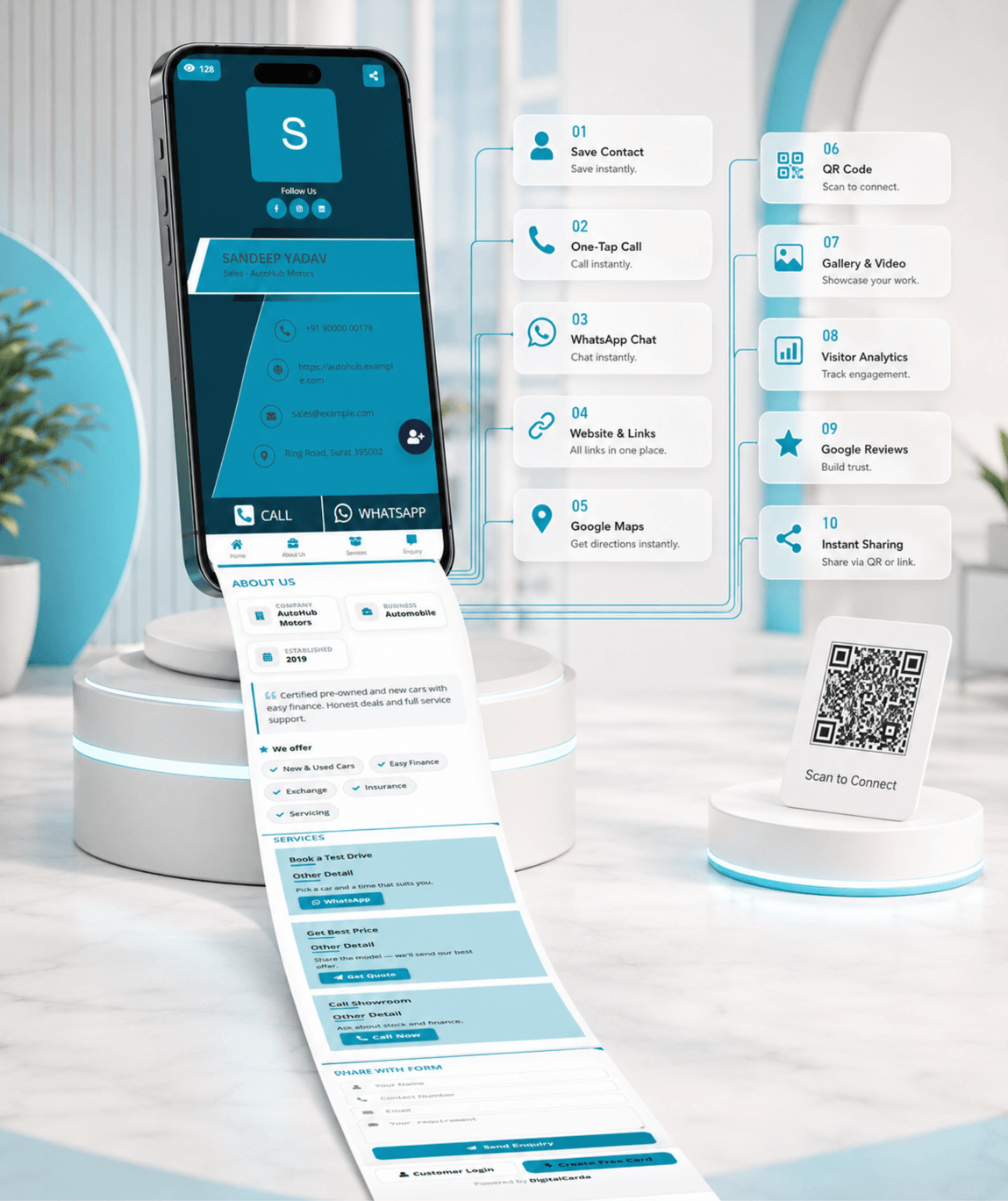 Cyan Wave Digital Business Card digital business card — view 3 of 4 (thumbnail)