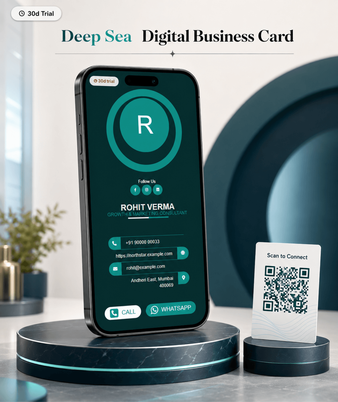 Deep Sea Digital Business Card digital business card — view 2 of 4 (thumbnail)