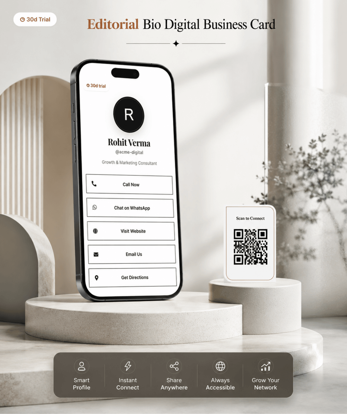 Editorial (Bio) Digital Business Card digital business card — view 2 of 4 (thumbnail)