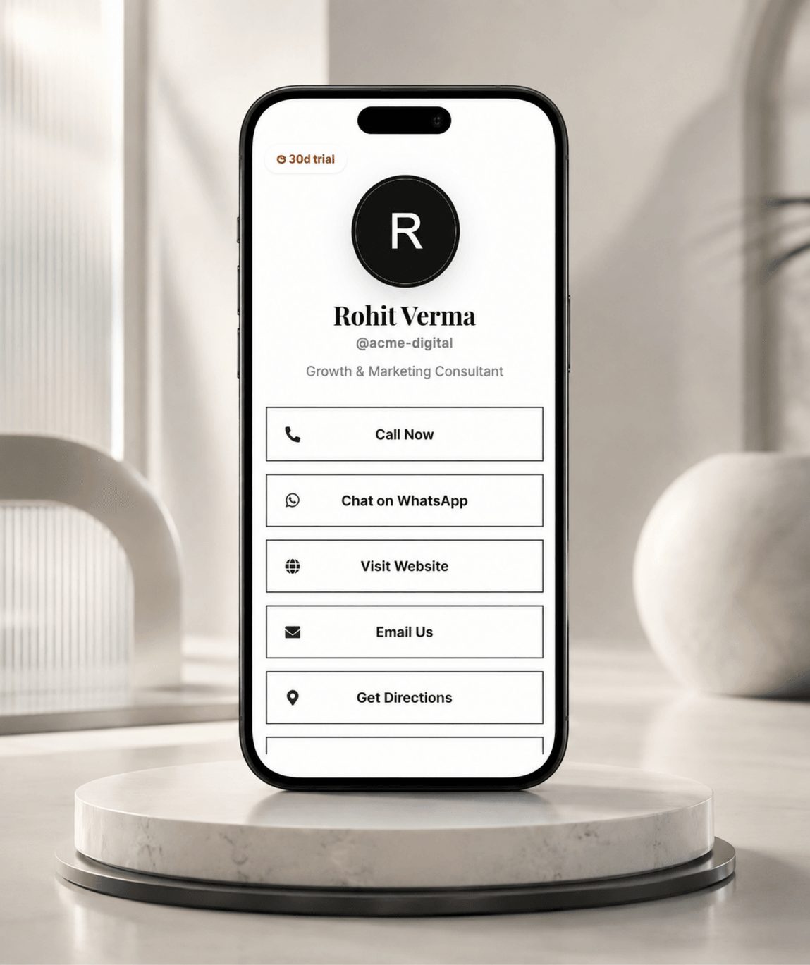 Editorial (Bio) Digital Business Card — digital business card mockup 1