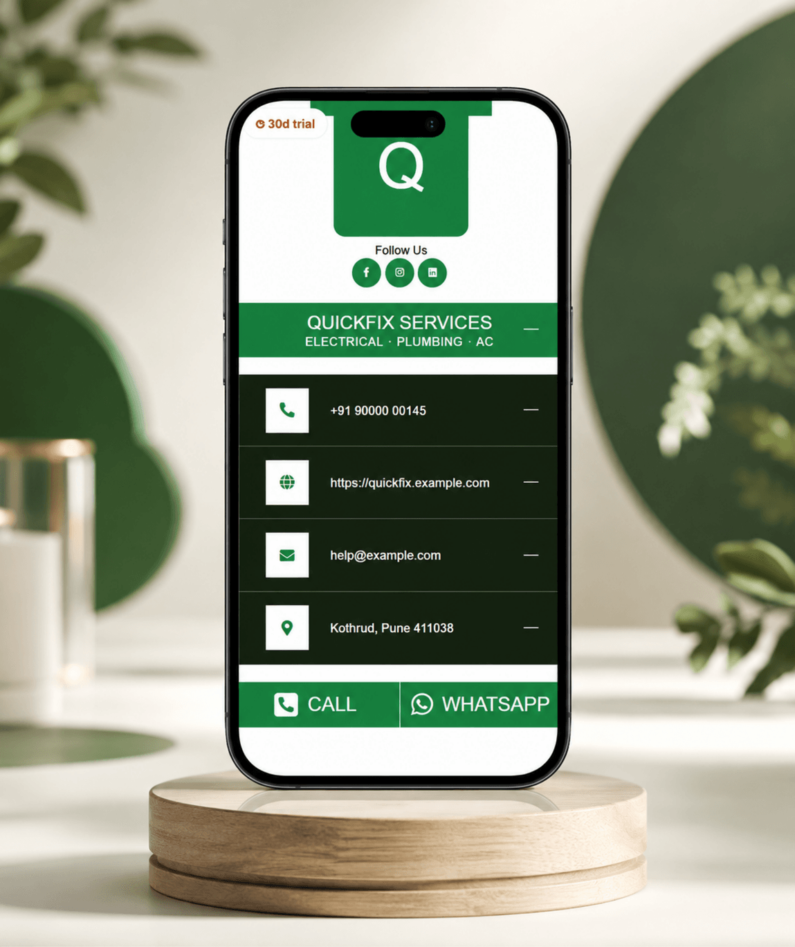 Forest Digital Business Card — digital business card mockup 1