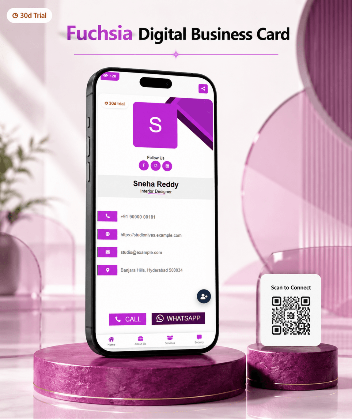 Fuchsia Digital Business Card digital business card — view 2 of 4 (thumbnail)