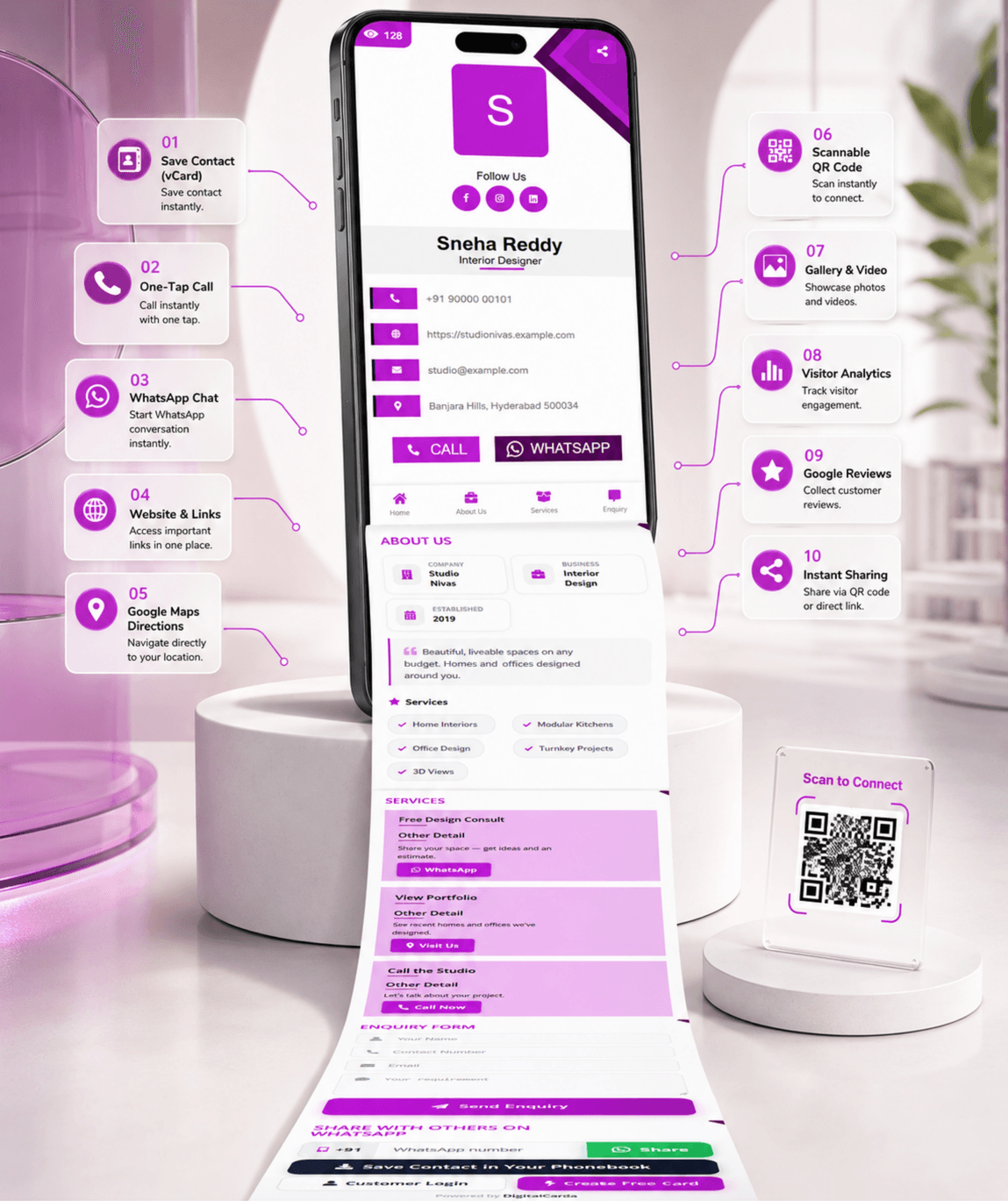 Fuchsia Digital Business Card digital business card — view 3 of 4 (thumbnail)