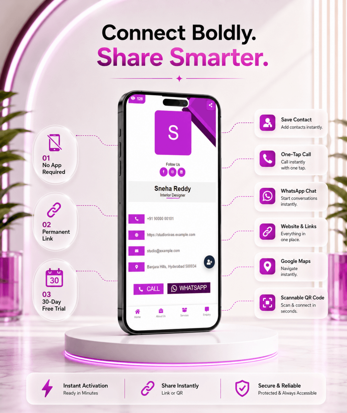 Fuchsia Digital Business Card digital business card — view 4 of 4 (thumbnail)