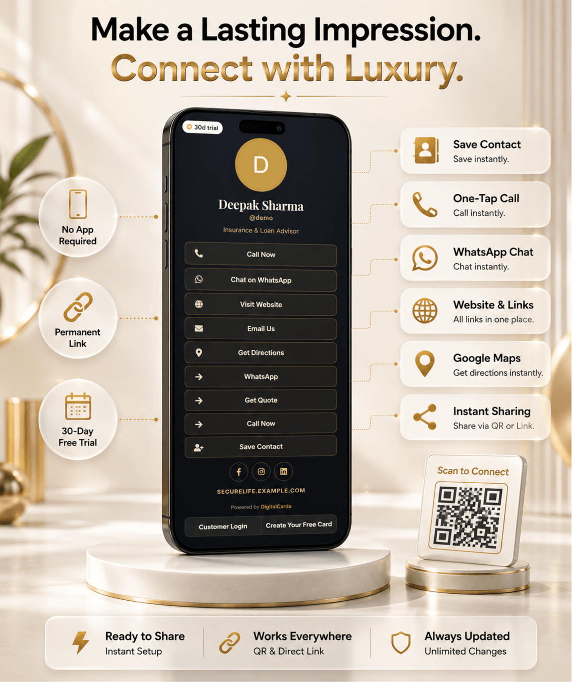 Gold Luxe (Bio) Digital Business Card digital business card — view 4 of 4 (thumbnail)
