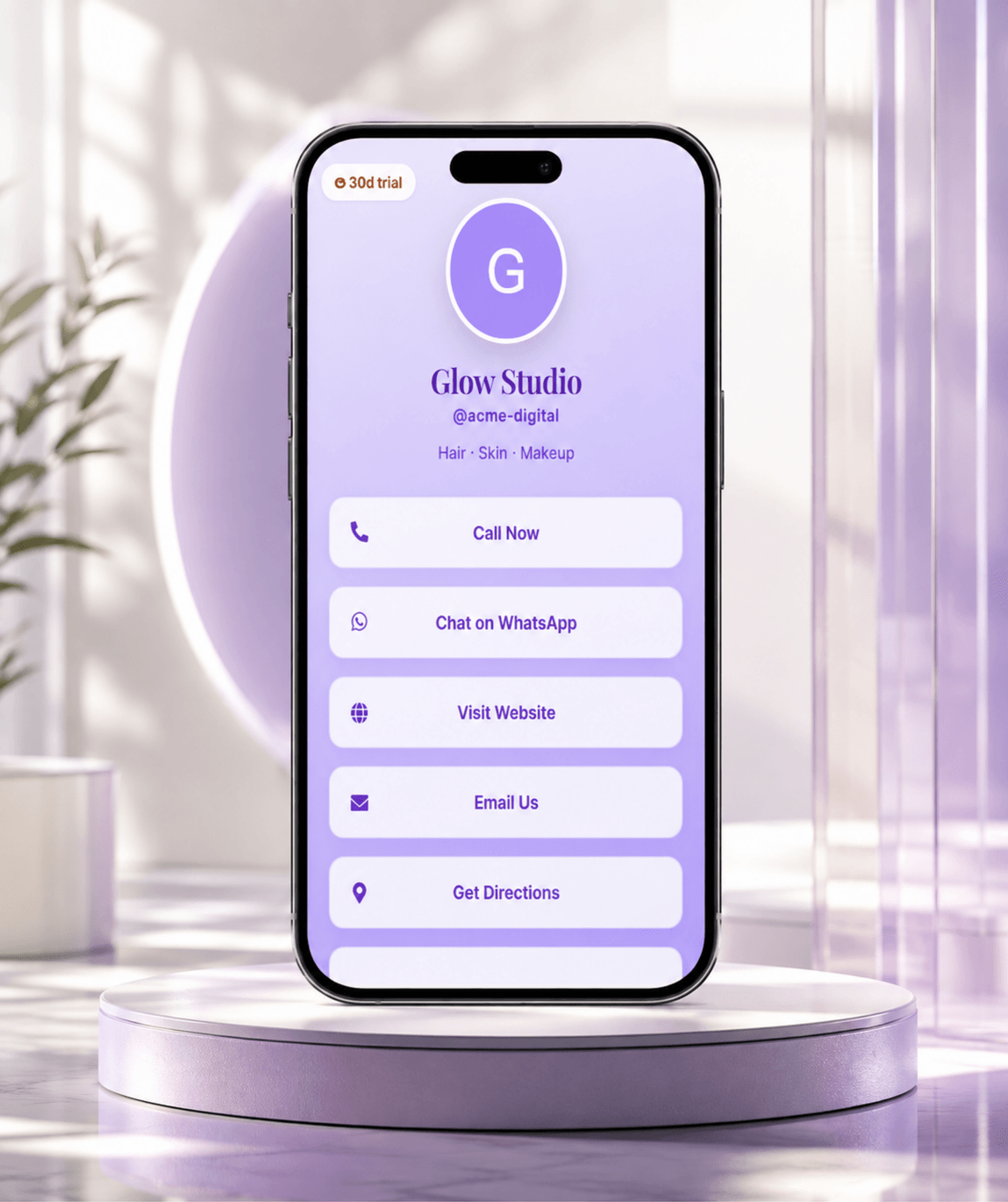 Lavender Dream (Bio) Digital Business Card — digital business card mockup 1