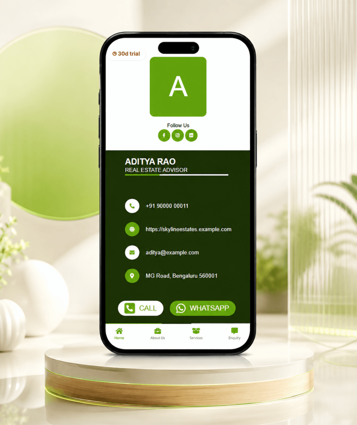 Lime Digital Business Card — digital business card mockup 1