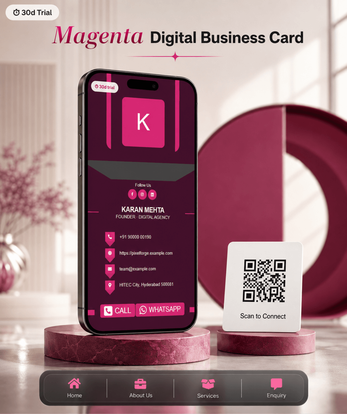 Magenta Digital Business Card digital business card — view 2 of 4 (thumbnail)