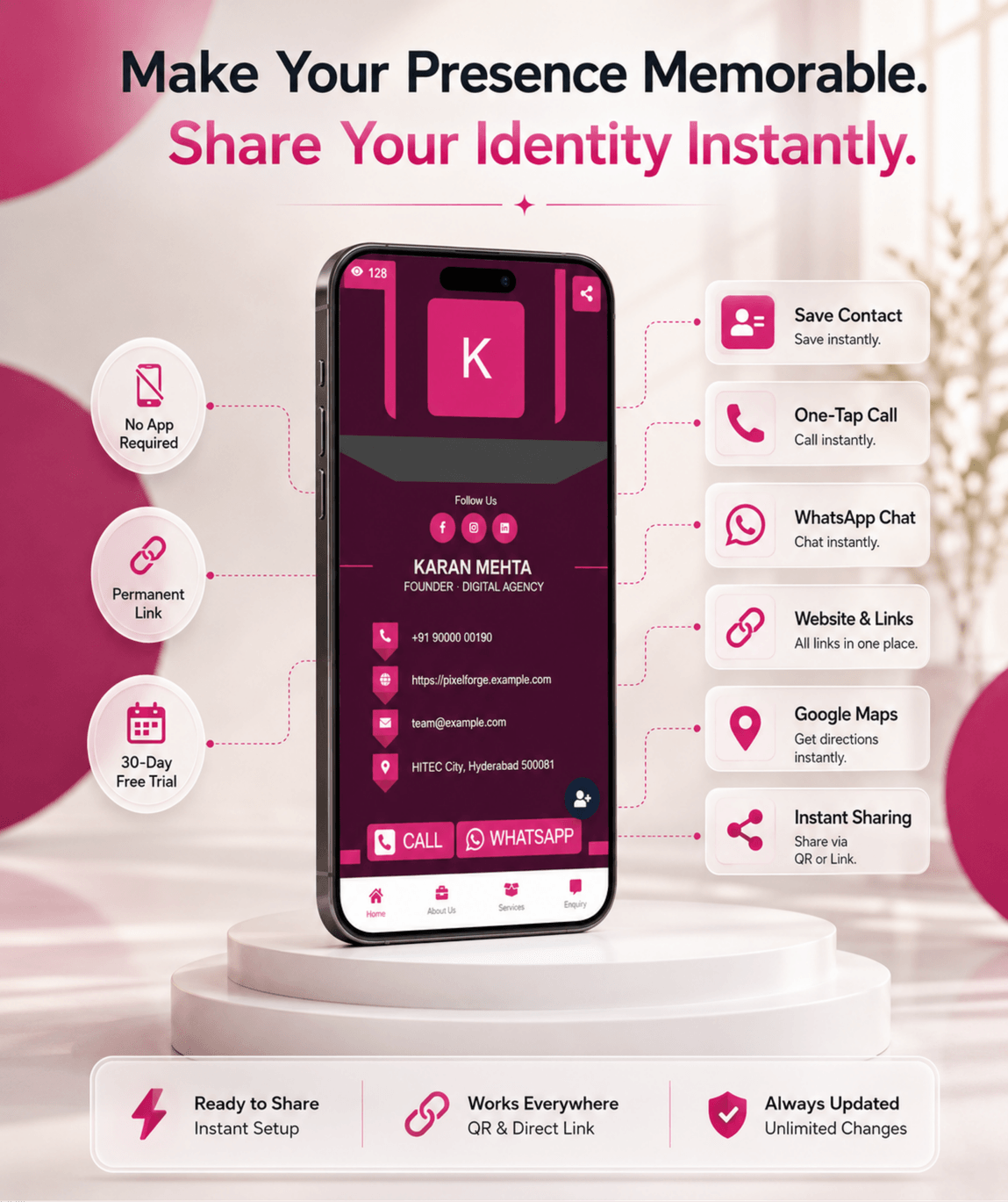 Magenta Digital Business Card digital business card — view 4 of 4 (thumbnail)
