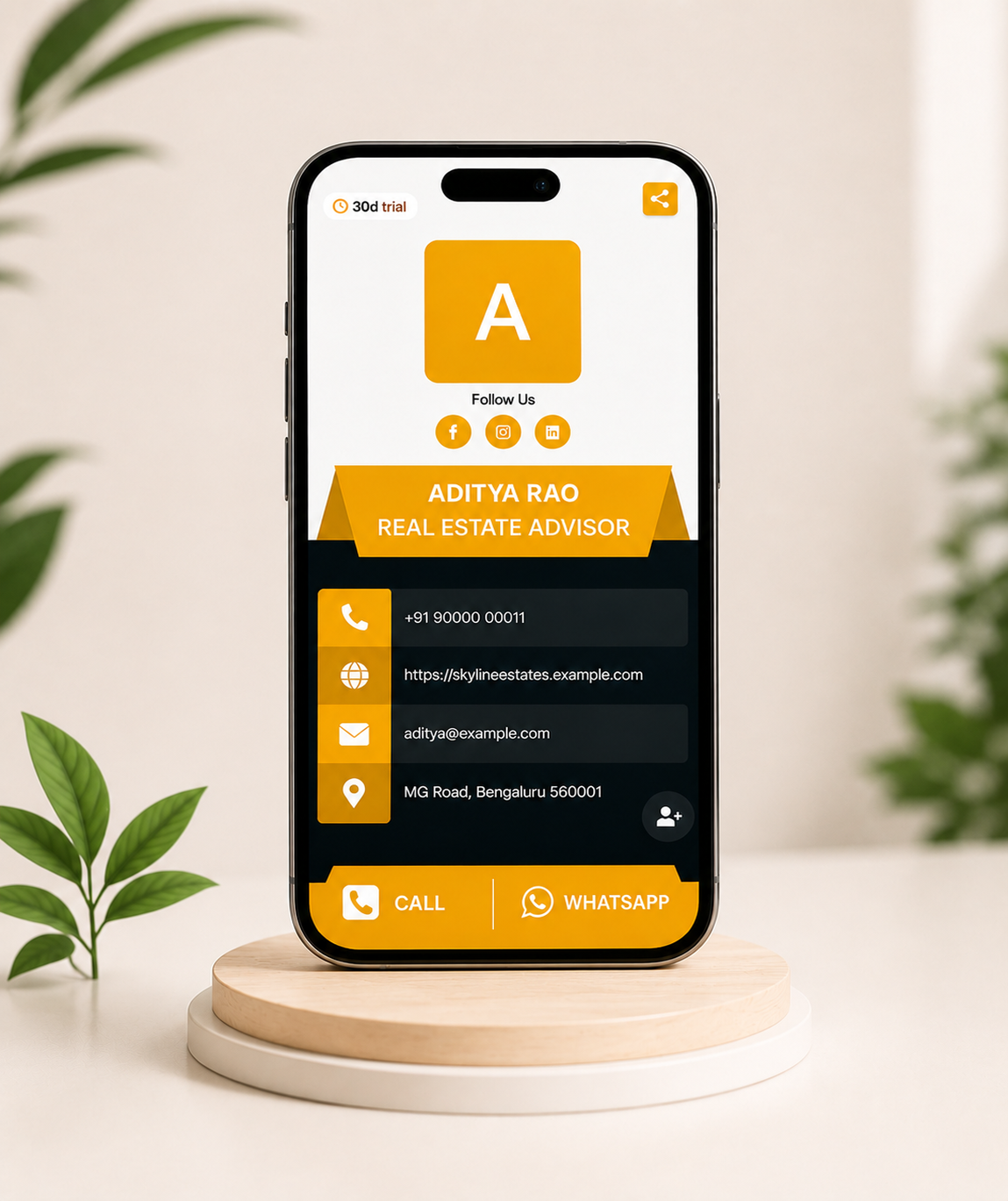 Midnight Gold Digital Business Card — digital business card