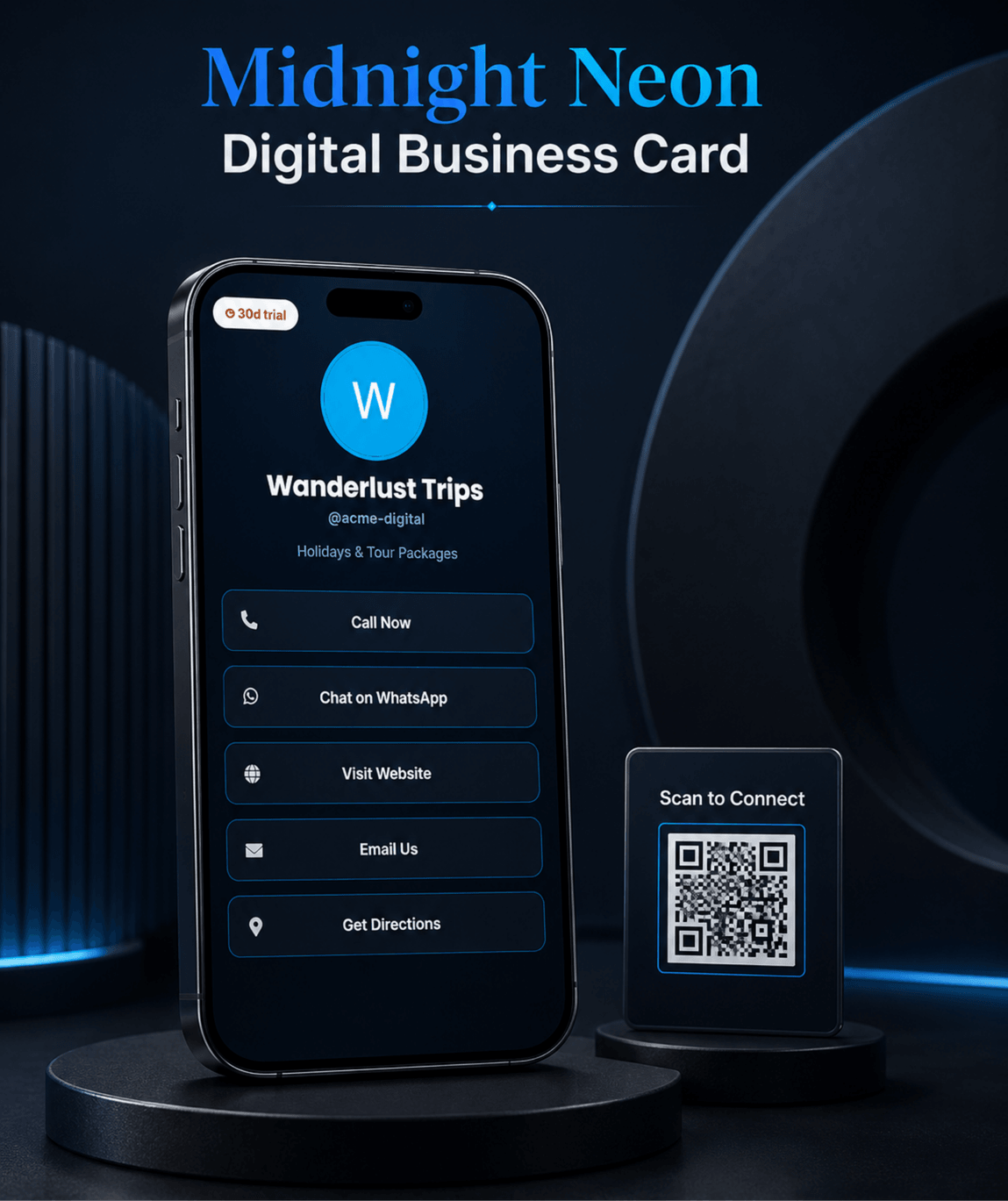 Midnight Neon (Bio) Digital Business Card digital business card — view 2 of 4 (thumbnail)