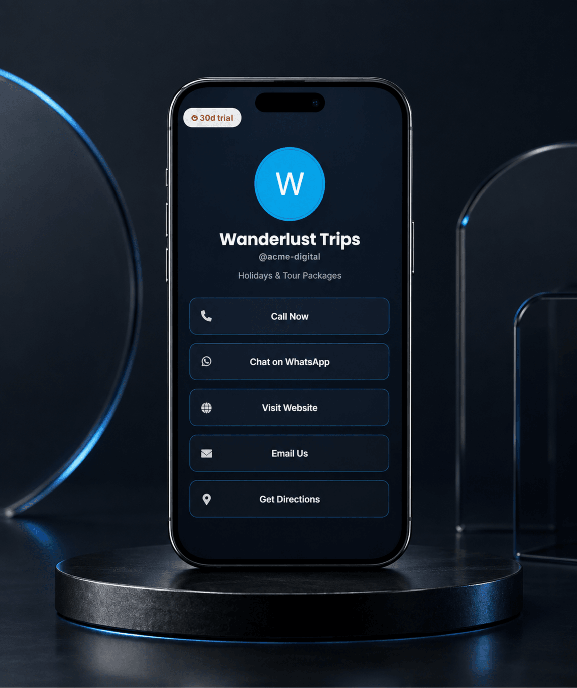 Midnight Neon (Bio) Digital Business Card — digital business card mockup 1