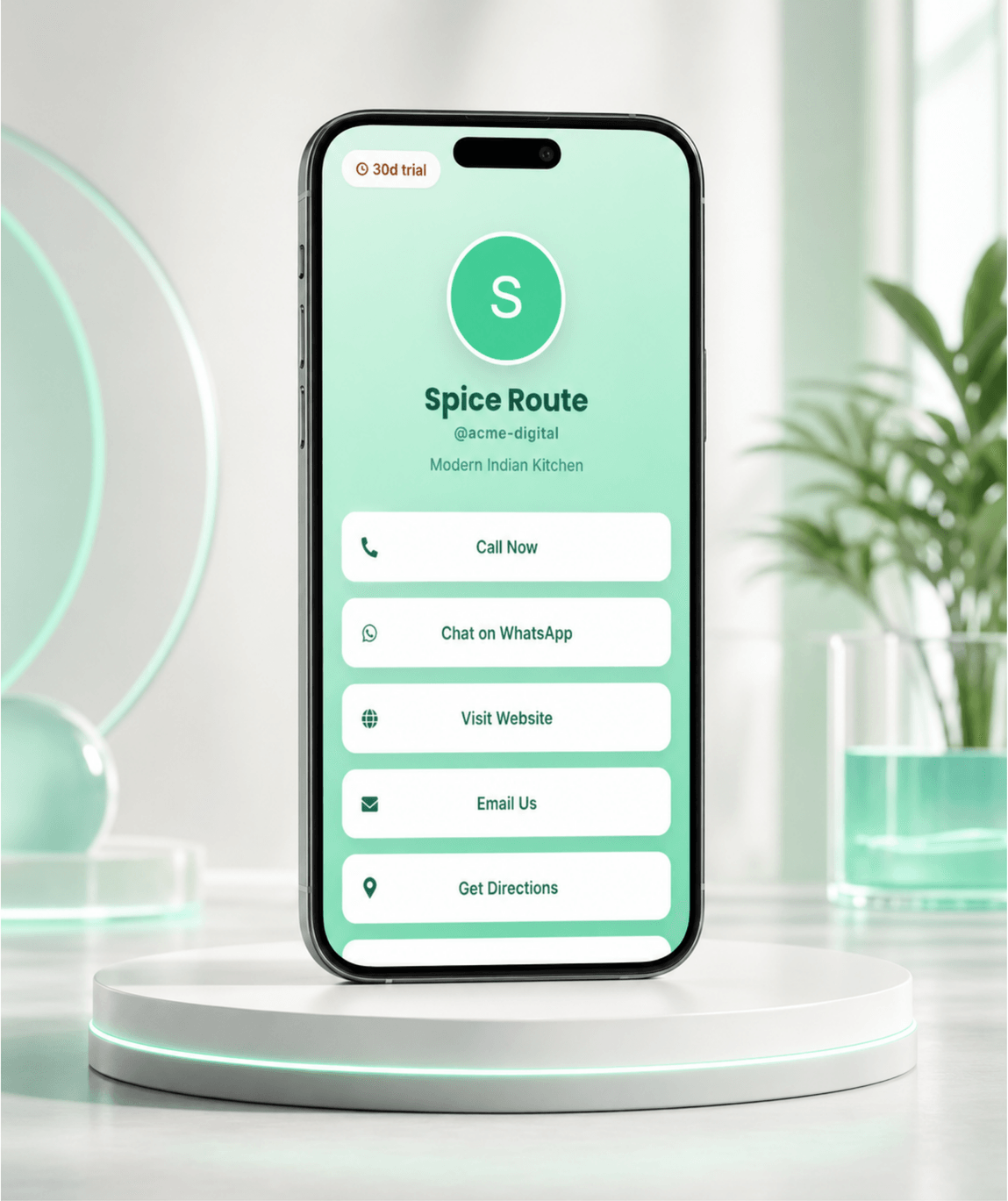 Mint Fresh (Bio) Digital Business Card — digital business card mockup 1