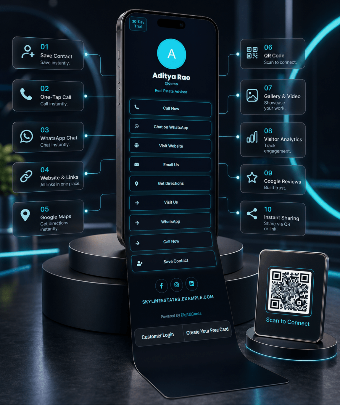 Neon Cyber (Bio) Digital Business Card digital business card — view 3 of 4 (thumbnail)