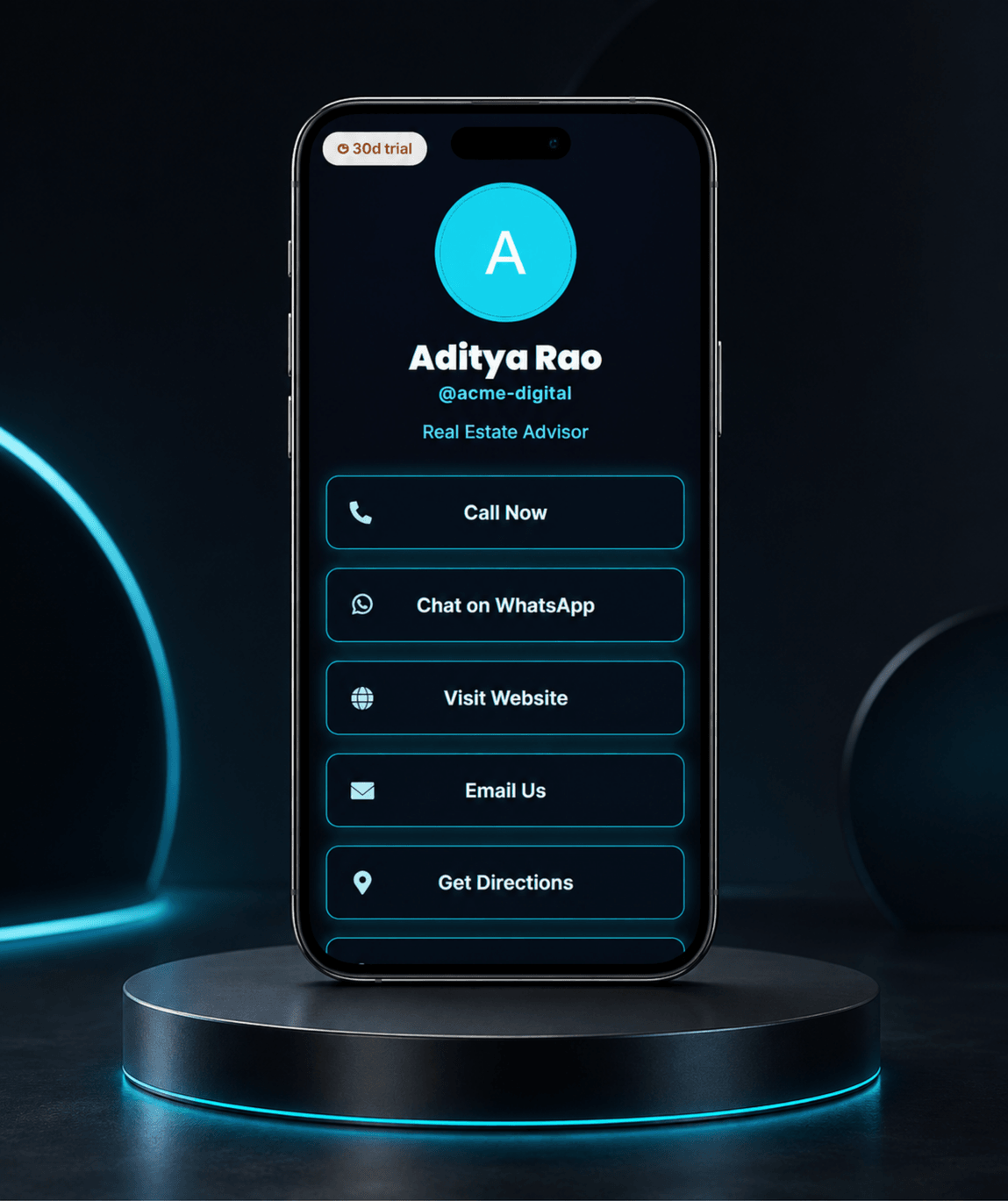 Neon Cyber (Bio) Digital Business Card — digital business card mockup 1