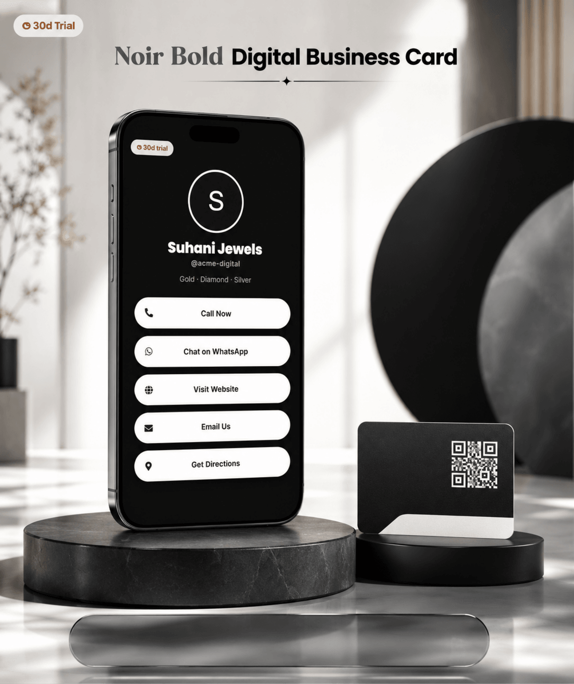 Noir Bold (Bio) Digital Business Card digital business card — view 2 of 4 (thumbnail)
