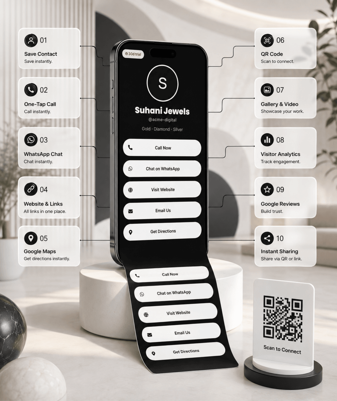 Noir Bold (Bio) Digital Business Card digital business card — view 3 of 4 (thumbnail)