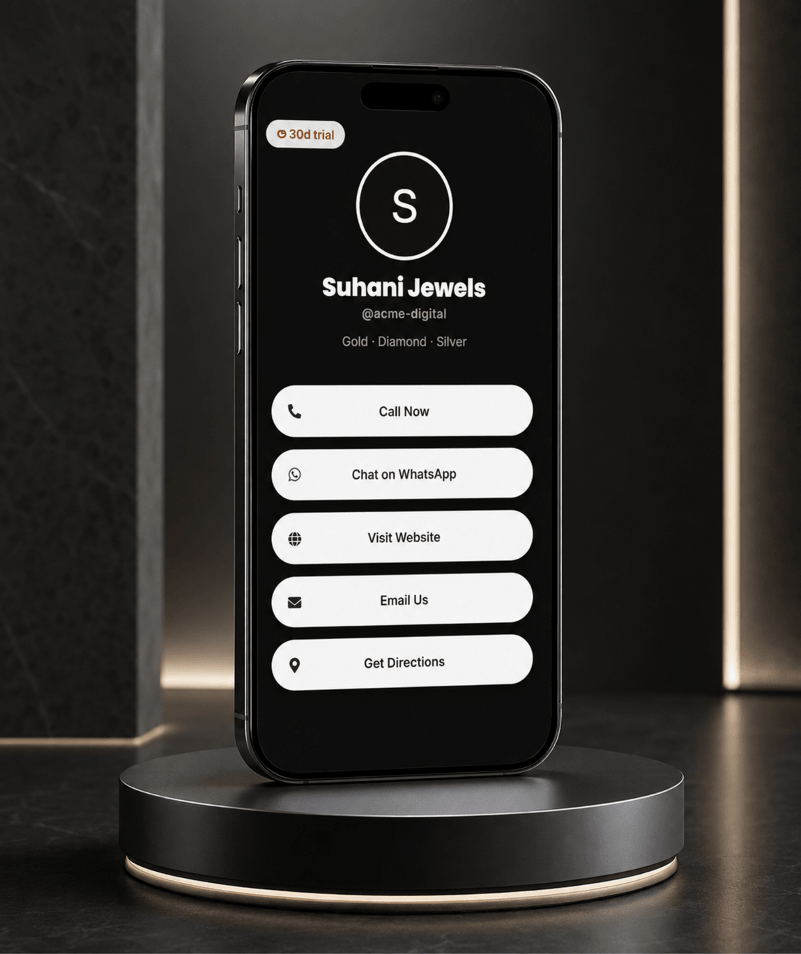 Noir Bold (Bio) Digital Business Card — digital business card mockup 1