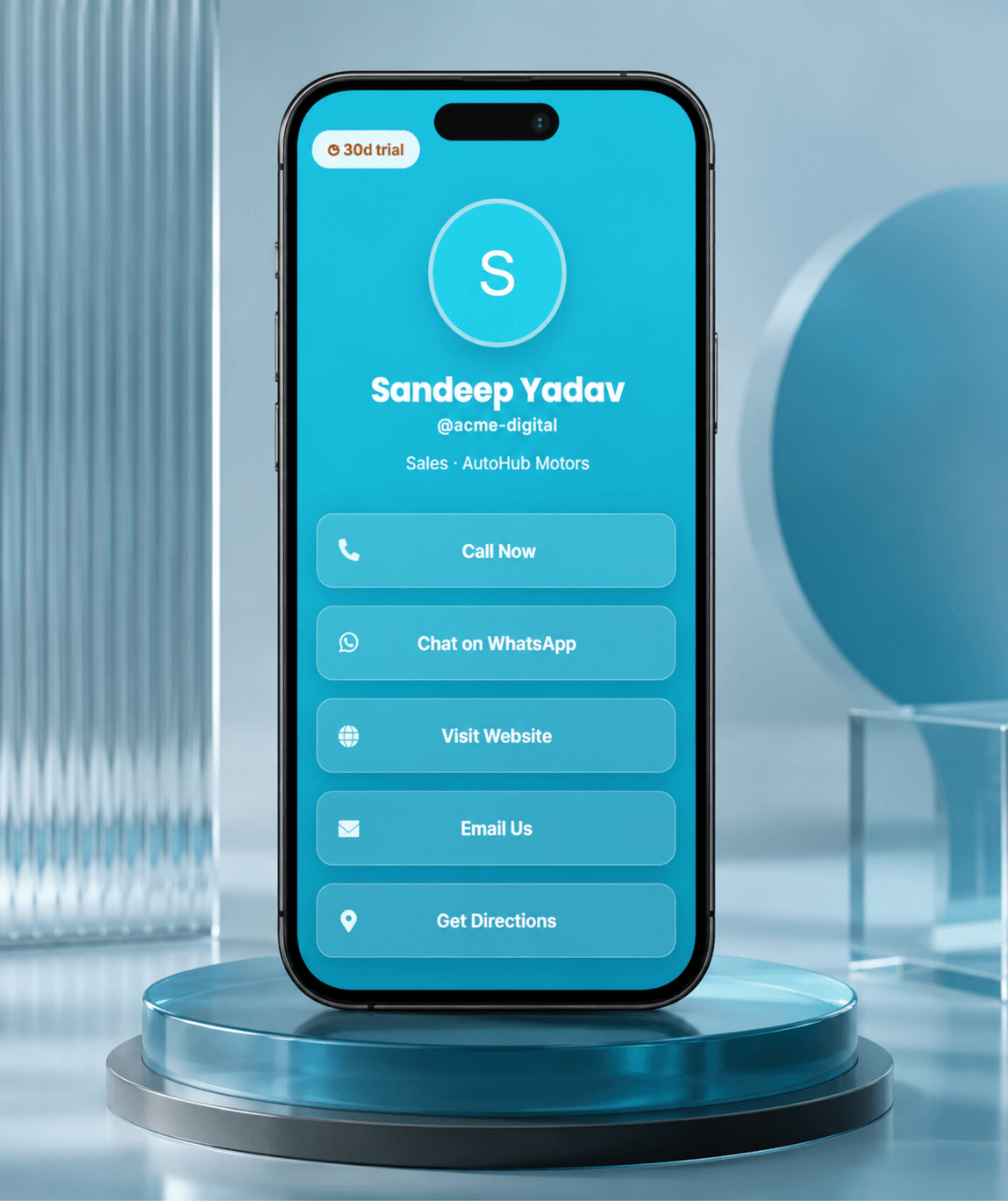 Ocean Frost (Bio) Digital Business Card — digital business card mockup 1