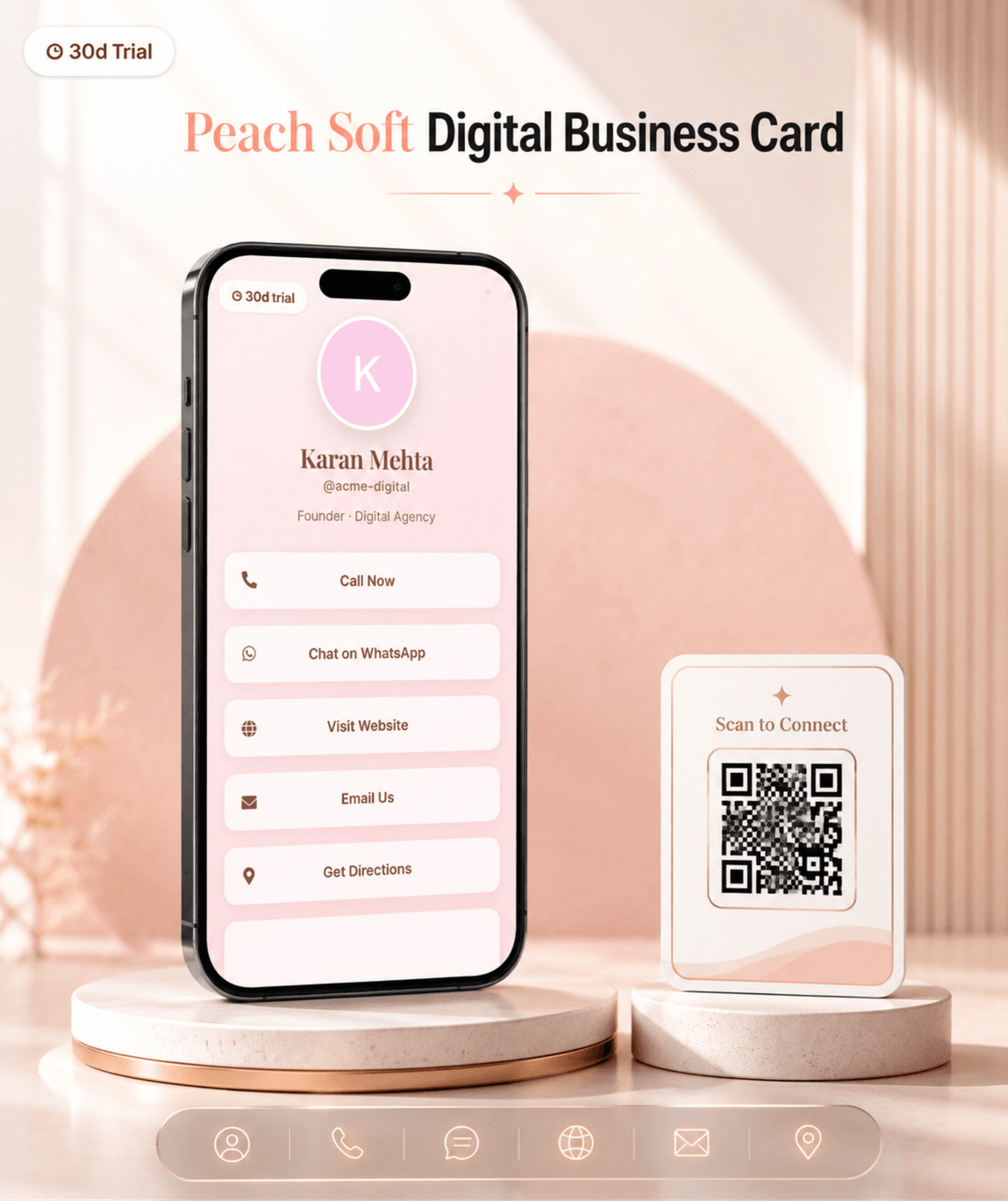 Peach Soft (Bio) Digital Business Card digital business card — view 2 of 4 (thumbnail)