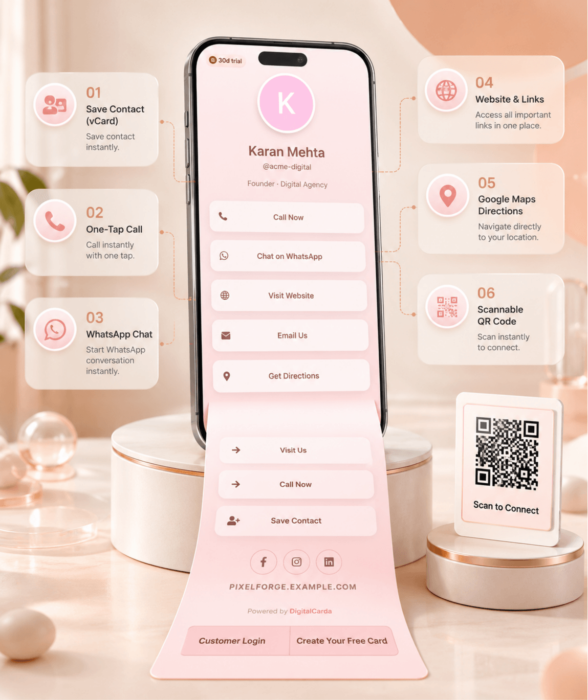 Peach Soft (Bio) Digital Business Card digital business card — view 3 of 4 (thumbnail)