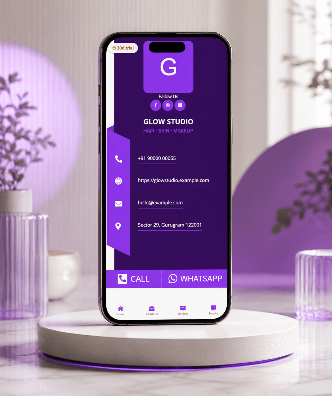 Plum Digital Business Card — digital business card mockup 1