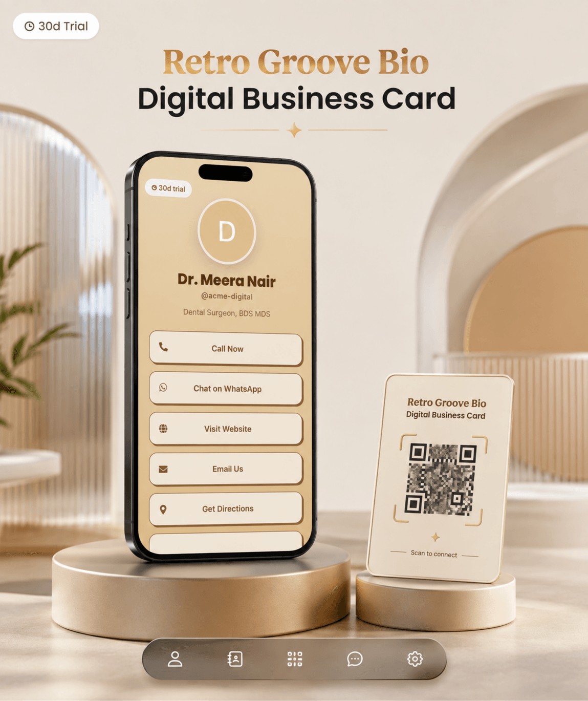 Retro Groove (Bio) Digital Business Card digital business card — view 2 of 4 (thumbnail)