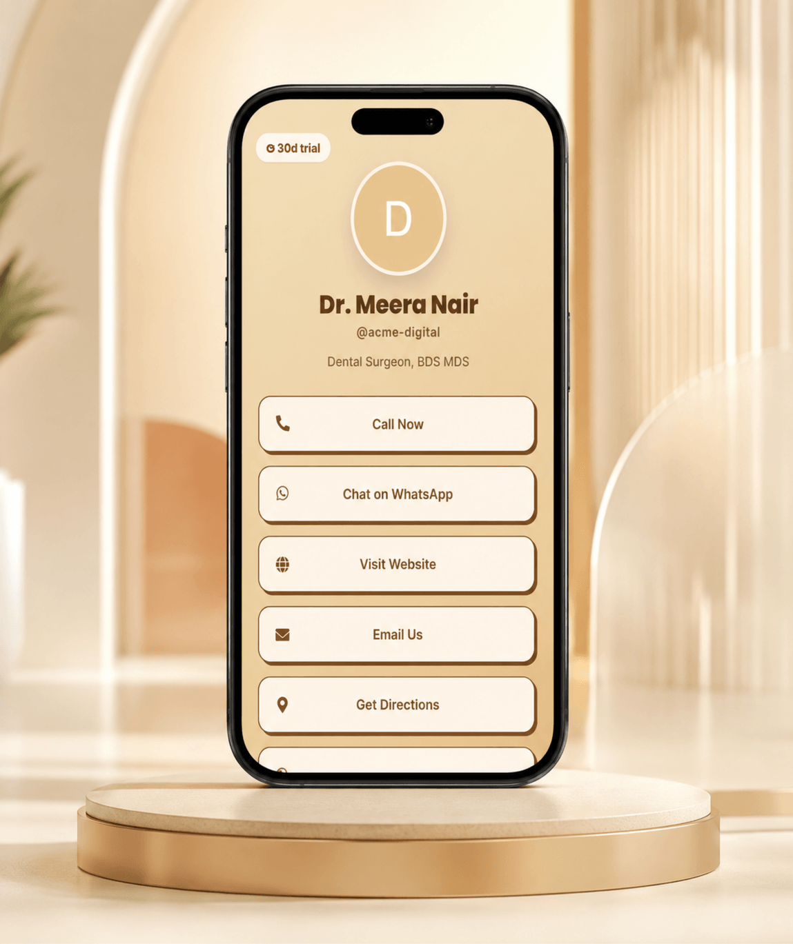 Retro Groove (Bio) Digital Business Card — digital business card mockup 1