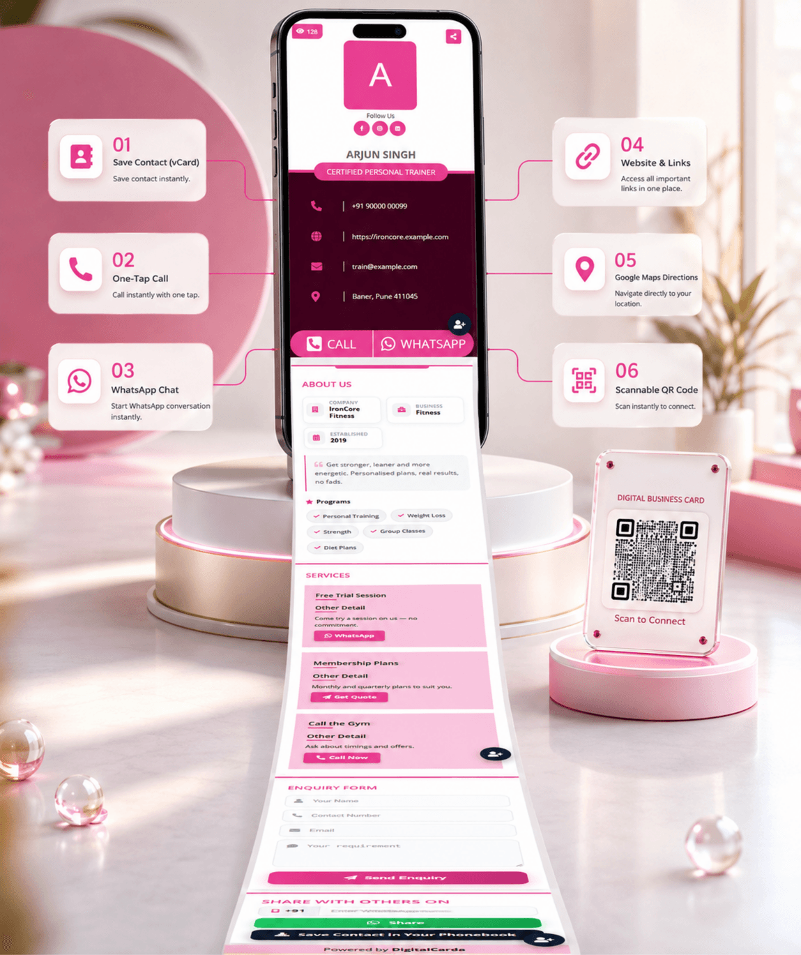 Rose Pink Digital Business Card digital business card — view 3 of 4 (thumbnail)