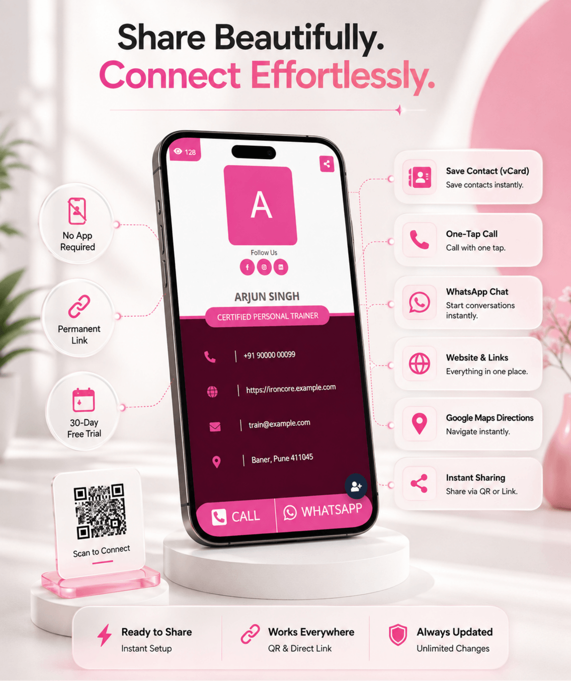 Rose Pink Digital Business Card digital business card — view 4 of 4 (thumbnail)