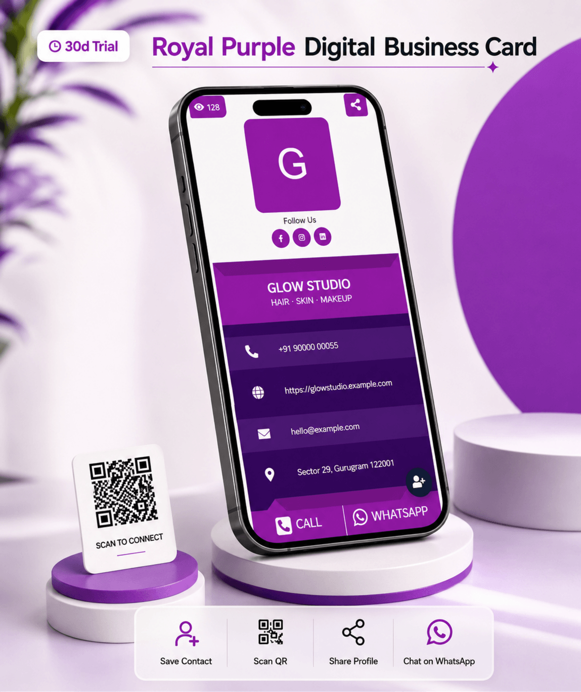 Royal Purple Digital Business Card digital business card — view 2 of 4 (thumbnail)