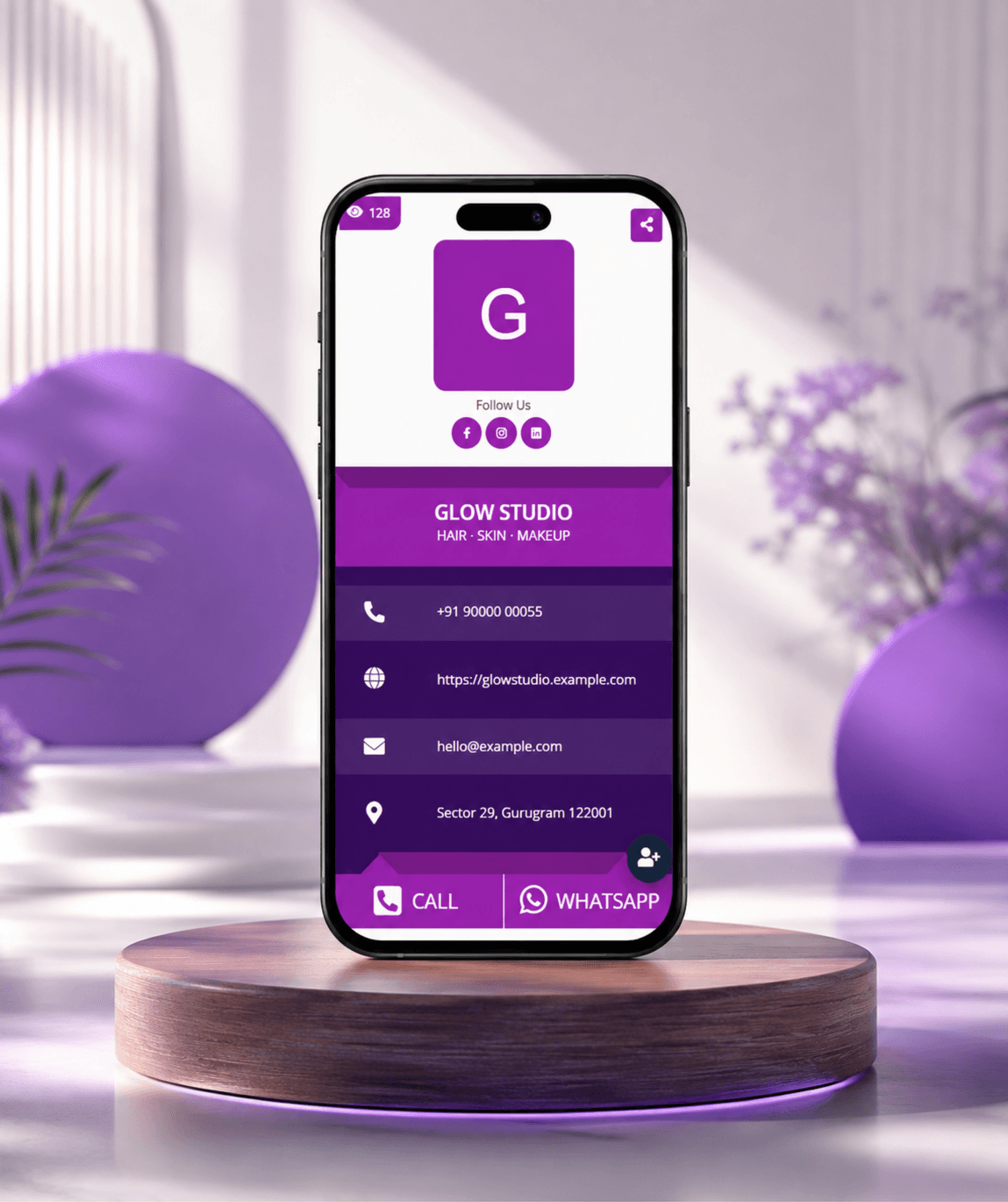 Royal Purple Digital Business Card — digital business card