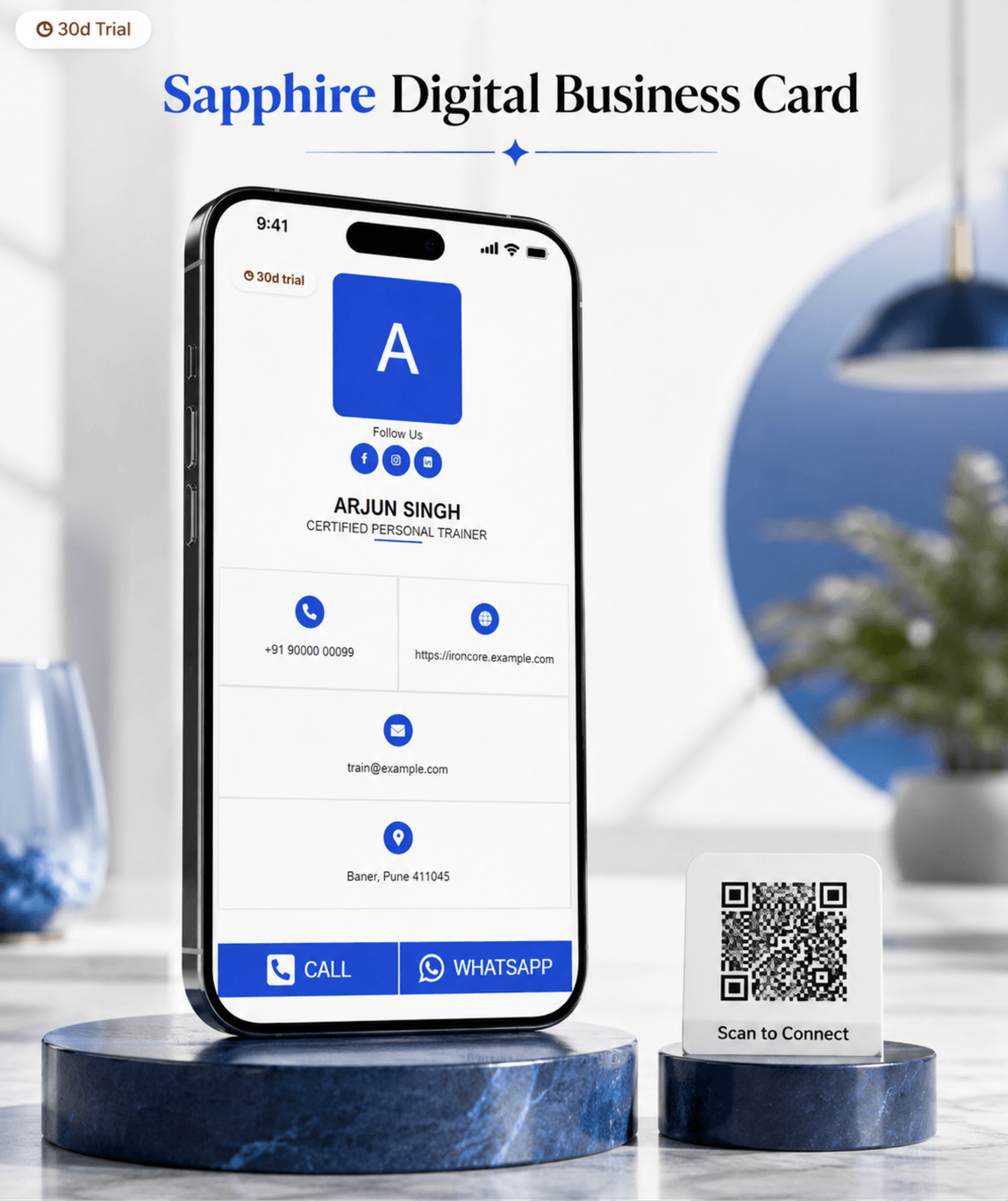 Sapphire Digital Business Card digital business card — view 2 of 4 (thumbnail)