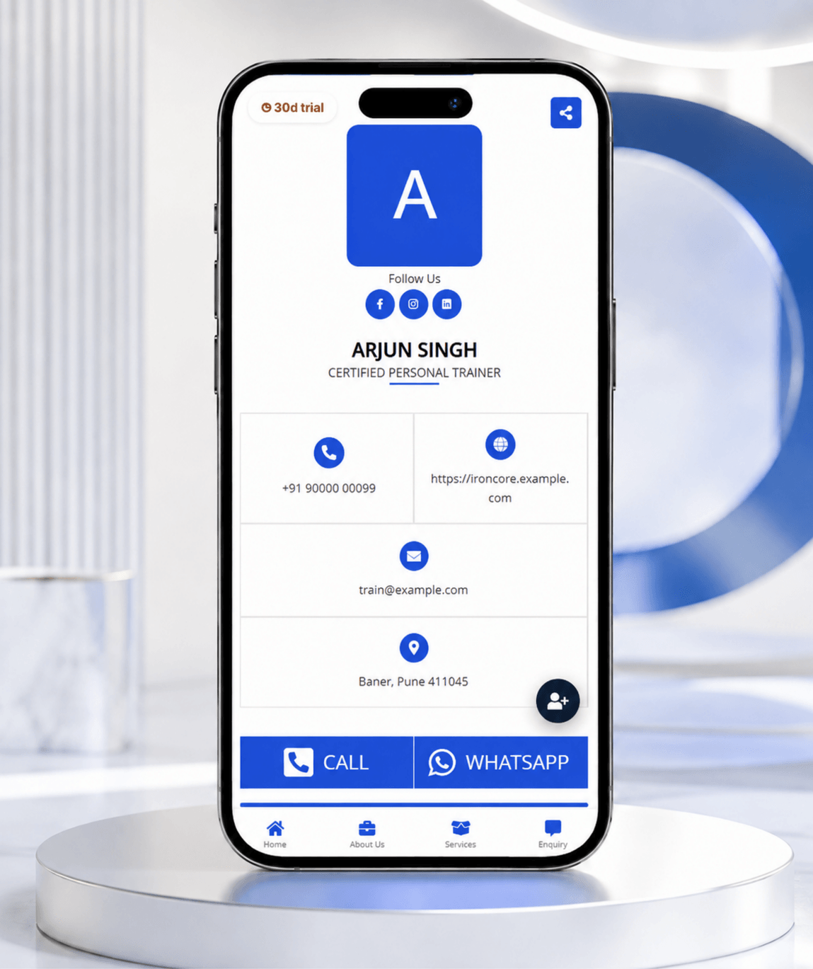 Sapphire Digital Business Card — digital business card mockup 1