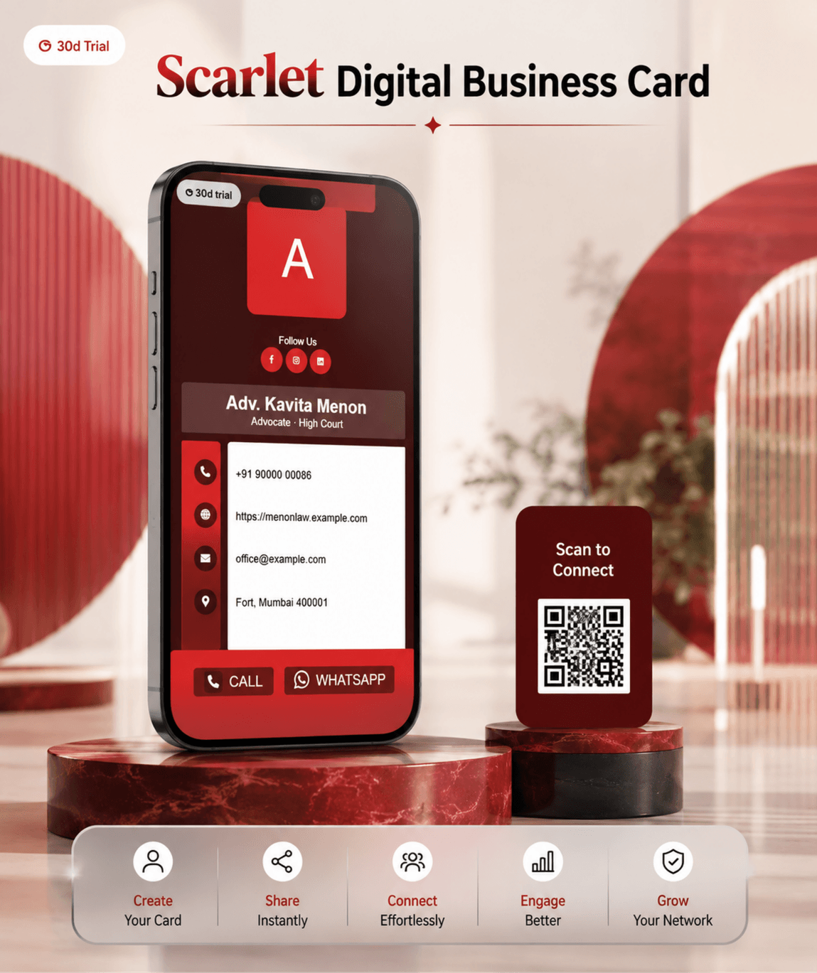 Scarlet Digital Business Card digital business card — view 2 of 4 (thumbnail)