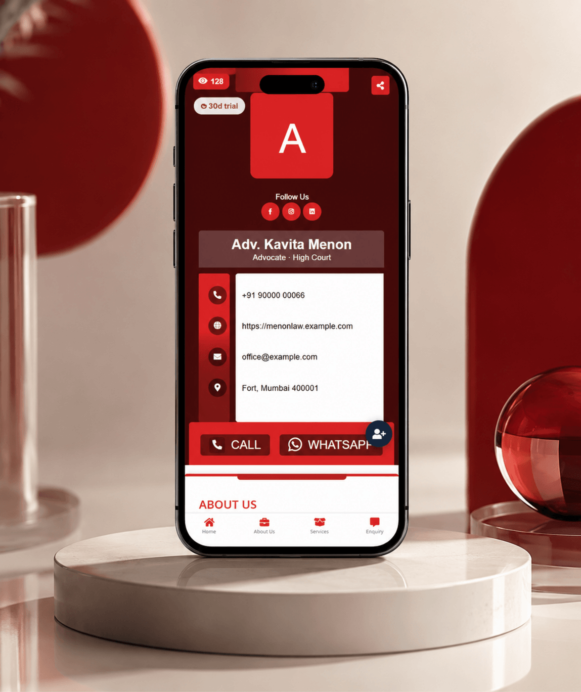 Scarlet Digital Business Card — digital business card mockup 1