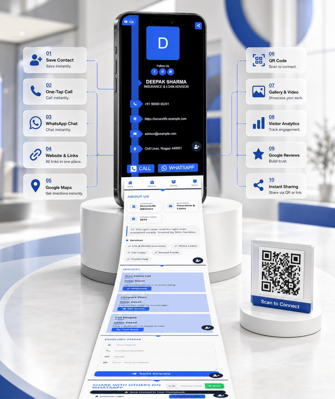 Steel Blue Digital Business Card digital business card — view 3 of 4 (thumbnail)