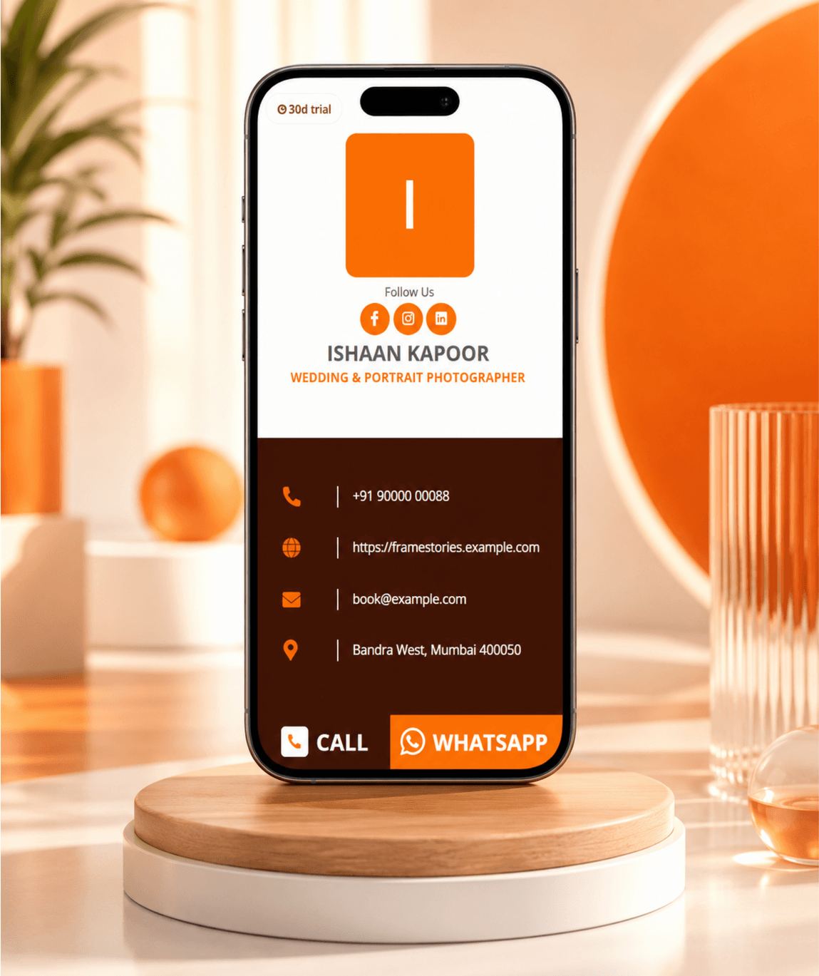 Sunset Digital Business Card — digital business card mockup 1