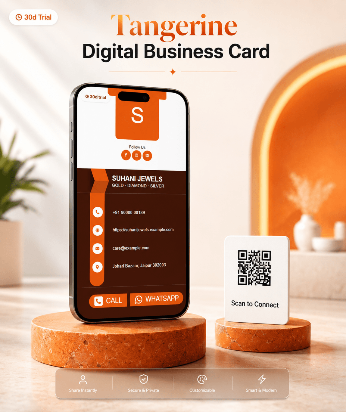 Tangerine Digital Business Card digital business card — view 2 of 4 (thumbnail)