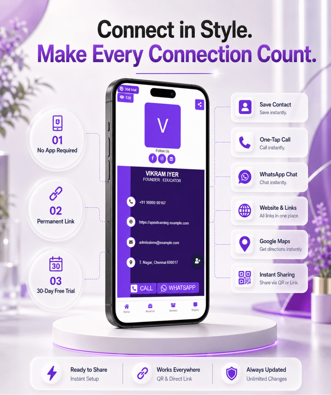 Violet Digital Business Card digital business card — view 4 of 4 (thumbnail)